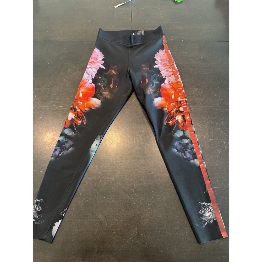 Ultracor Women's Floral High Rise Performance Leggings Black Size M